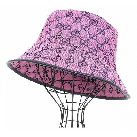 Gucci Accessories - NEW GUCCI Canvas GG Monogram Bucket Hat Pink Size Small